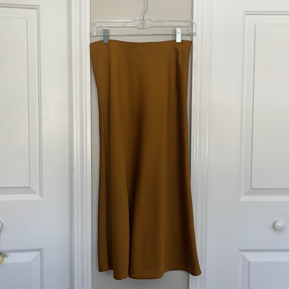 J. Crew Gwyneth gold midi slip skirt size XS